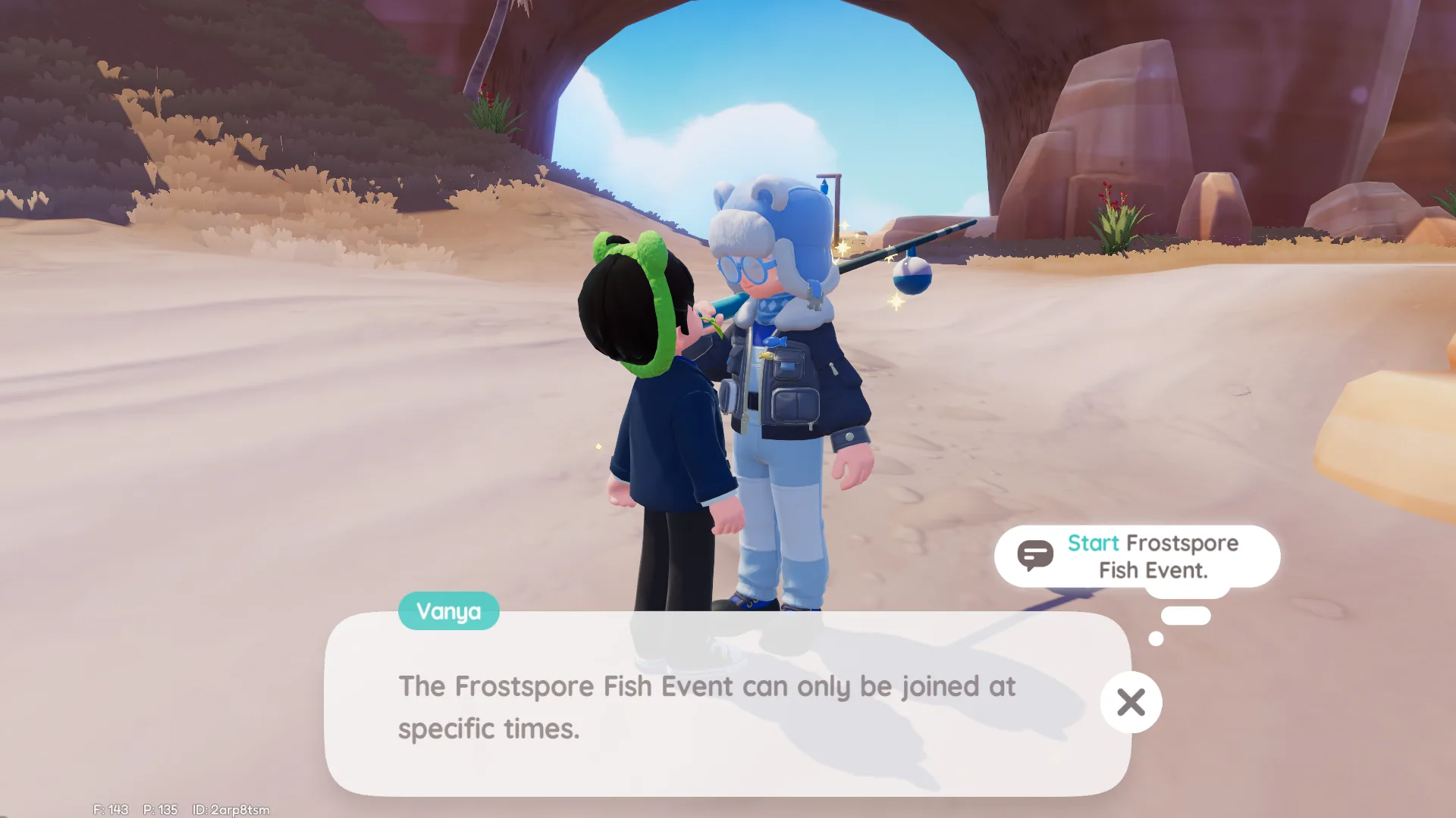 Frostspore Fish Event start screen