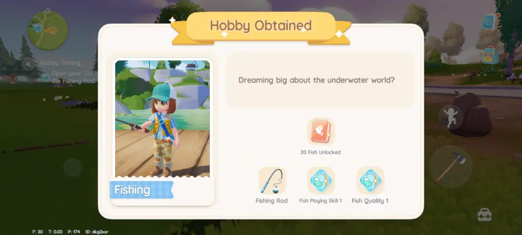 Fishing hobby obtained screen in Heartopia